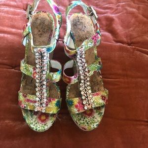 Gianni Bini Rhinestone and Floral Wedges